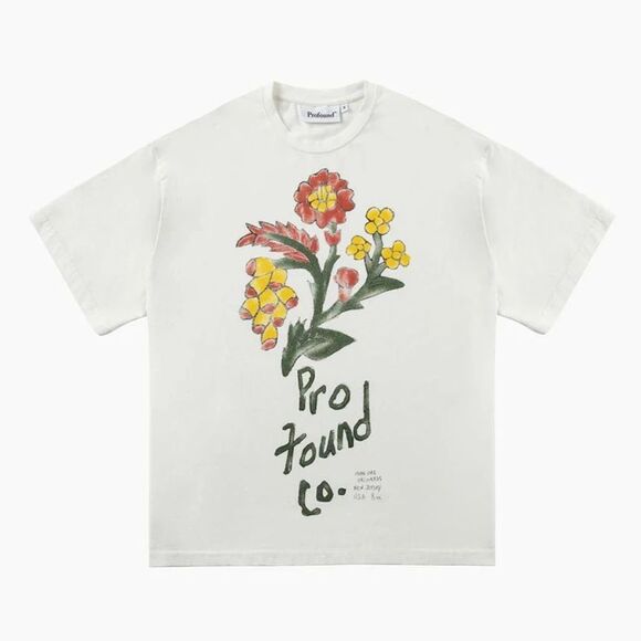 Profound Flower Watercolor Oversized Fit Tee, White, Size M - Picture 1 of 9
